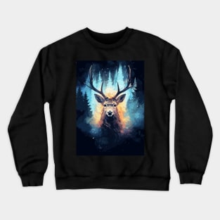 Deer Nature and Cosmos Galaxy Crewneck Sweatshirt